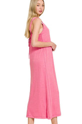 Zenana French Terry Twisted Strap Midi Dress OutfitFlow